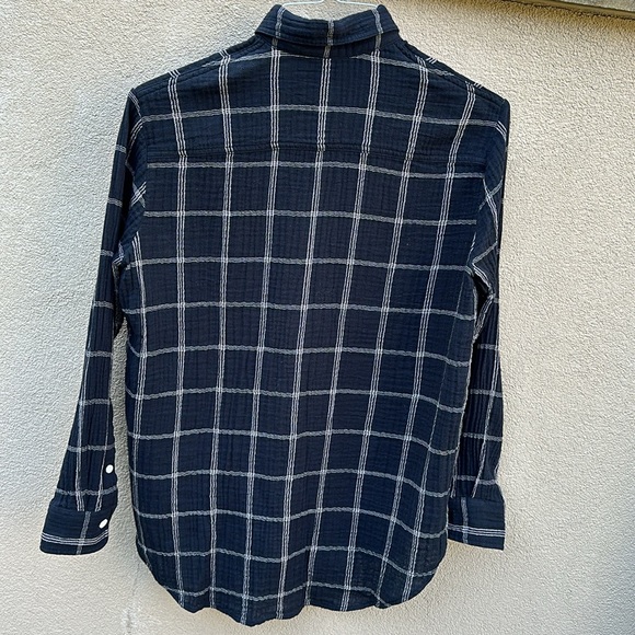 Madewell 🔥 Lightspun Flap-Pocket Oversized Button Down Shirt Windowpane Sz XS - Picture 6 of 11